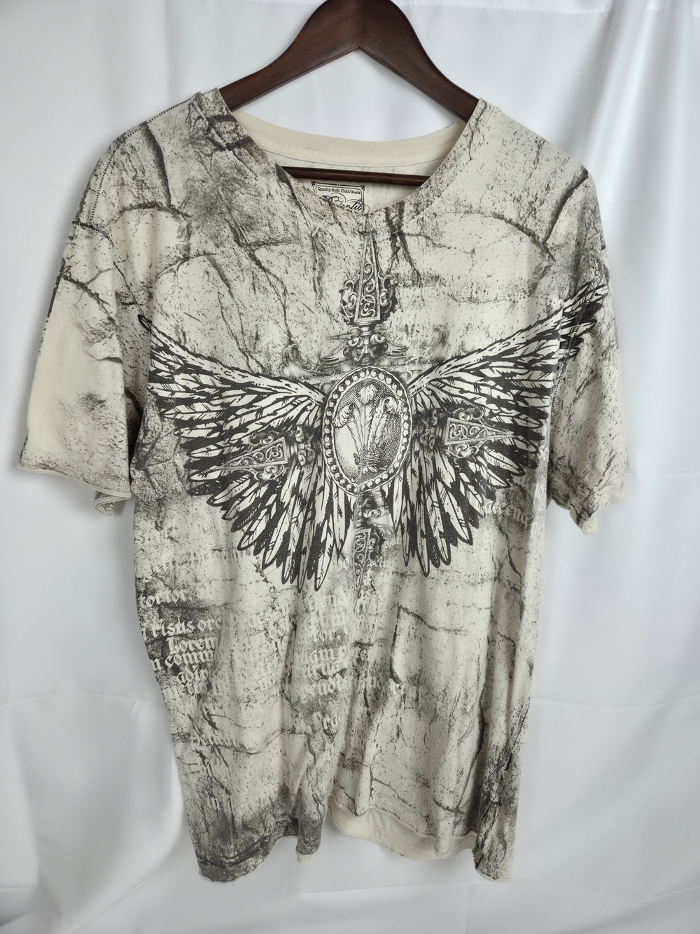 Retrofit Cream Short-Sleeve Tee with Black Wing Graphic - Picture 1 of 12